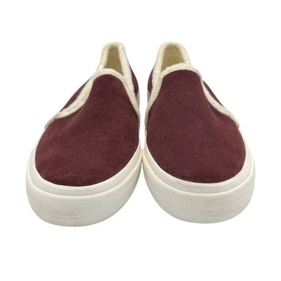 Keds Double Decker Maroon Maroon Suede Faux Shearling Lined Slip On Sneakers - Picture 8 of 13